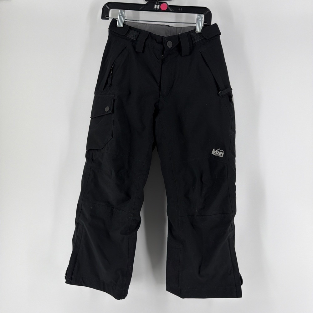 REI Ski Pants Kids Boys Girls‎  XS 6-7 Black Mountain Snow Fleece Lined Outdoor
